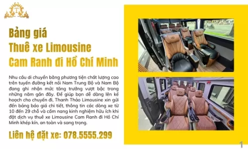 Bảng giá thuê xe Limousine Cam Ranh đi Hồ Chí Minh