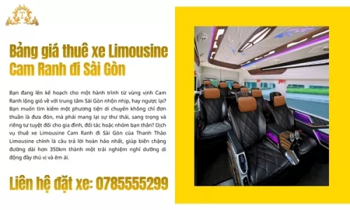 Bảng giá thuê xe Limousine Cam Ranh đi Sài Gòn
