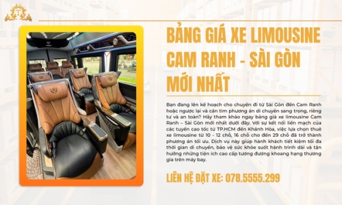 Bảng giá xe limousine Cam Ranh – Sài Gòn mới nhất