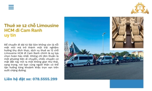 Thuê xe 12 chỗ Limousine HCM đi Cam Ranh uy tín