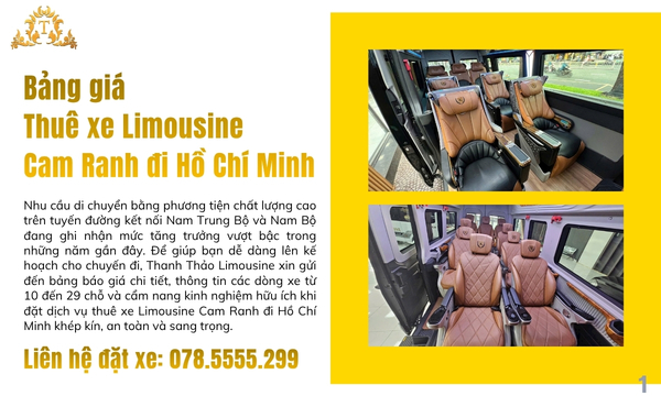 Bảng giá thuê xe Limousine Cam Ranh đi Hồ Chí Minh