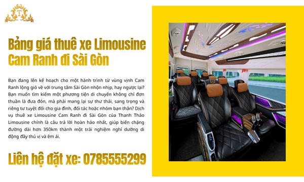 Bảng giá thuê xe Limousine Cam Ranh đi Sài Gòn